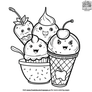 Lovable Kawaii Cute Ice Cream Coloring Pages