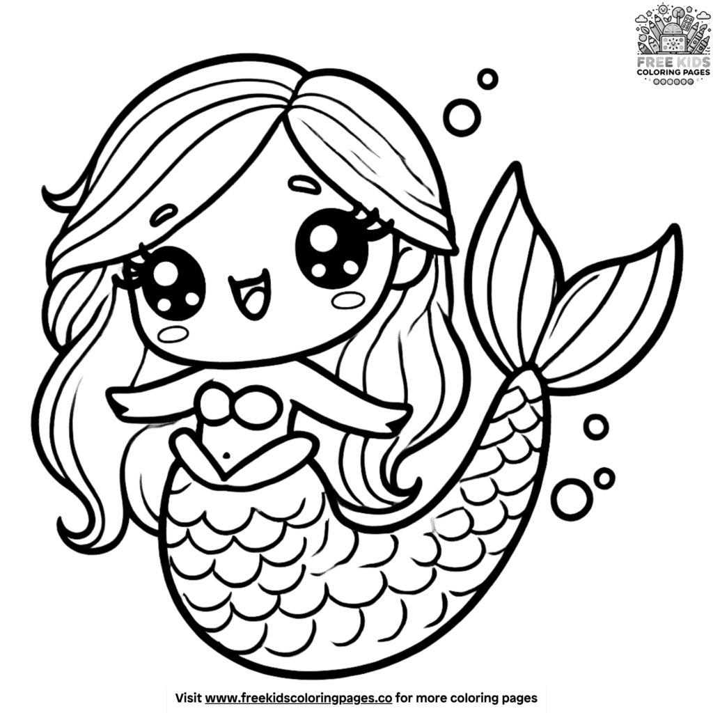 Kawaii mermaid coloring pages