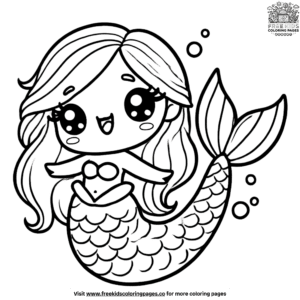 Kawaii mermaid coloring pages