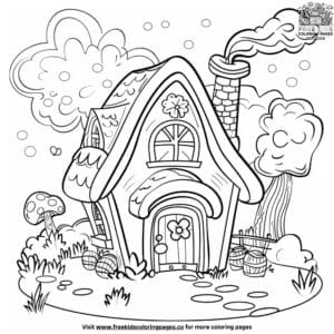 Leprechaun House in a Meadow Coloring Pages