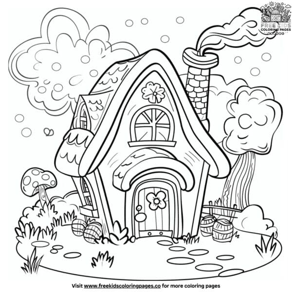 Leprechaun house in a meadow coloring pages