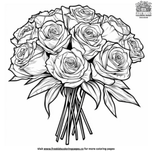 Magical Rose Bouquet Coloring Pages For Kids With Creative Flair