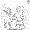 Santa Petting His Reindeer Coloring Pages