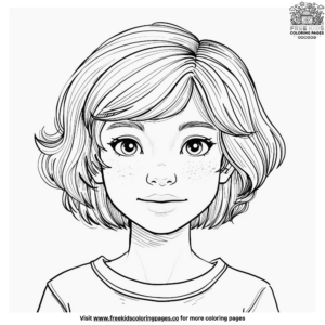 Short Hair Realistic Girl Coloring Pages