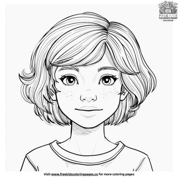 Adorable short wavy hair coloring pages