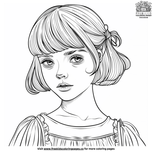 Charming short hair coloring pages