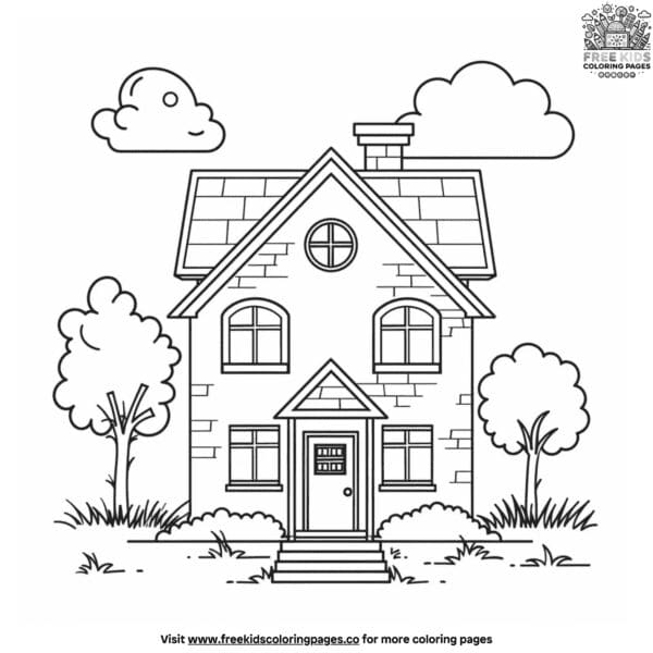 Simple house coloring pages