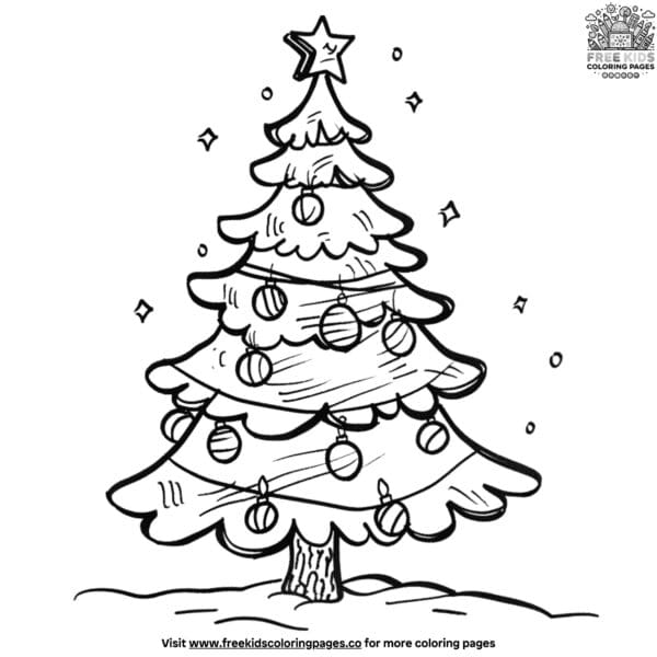 Charming small christmas tree coloring pages