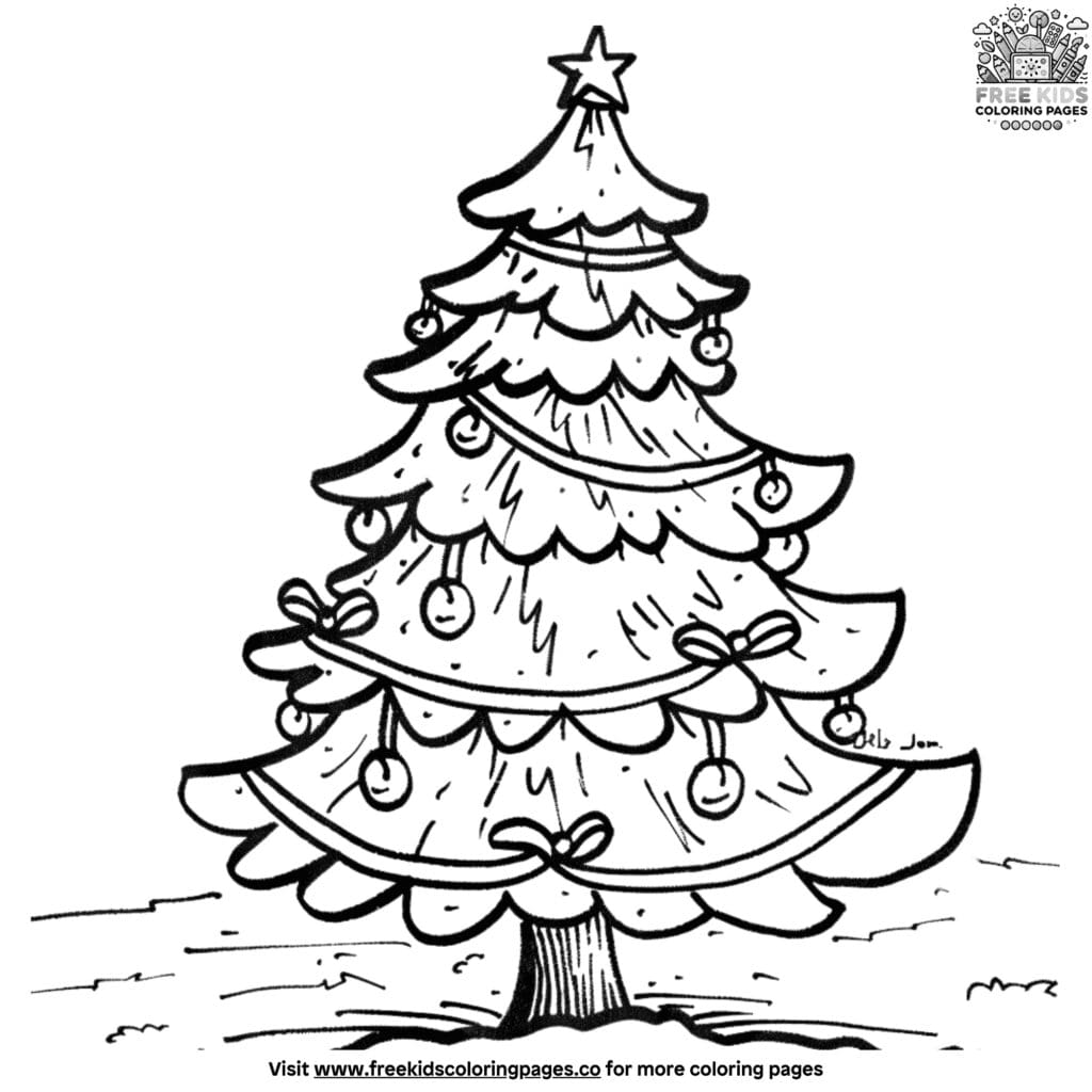 Pleasant christmas tree coloring pages