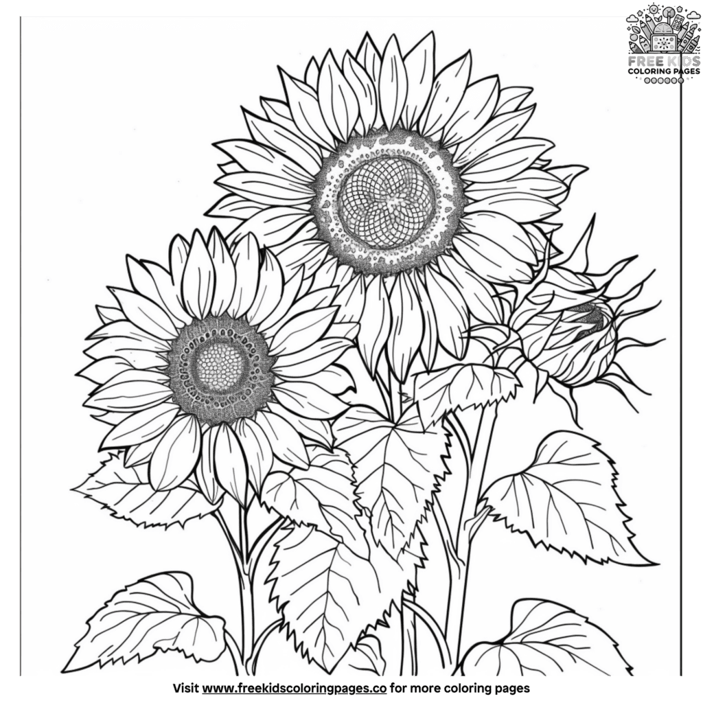 pretty-sunflower-garden-coloring-pages