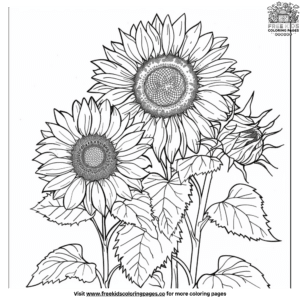 Charming Sunflower Garden Coloring Pages