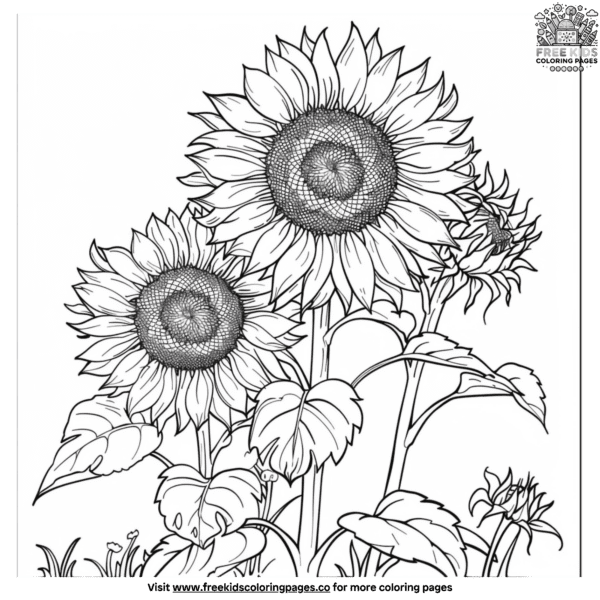 Pretty sunflower garden coloring pages