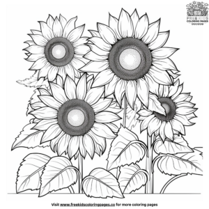 Charming Sunflower Garden Coloring Pages
