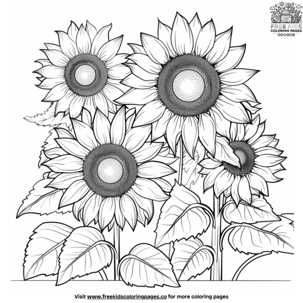 Beautiful sunflower garden coloring pages