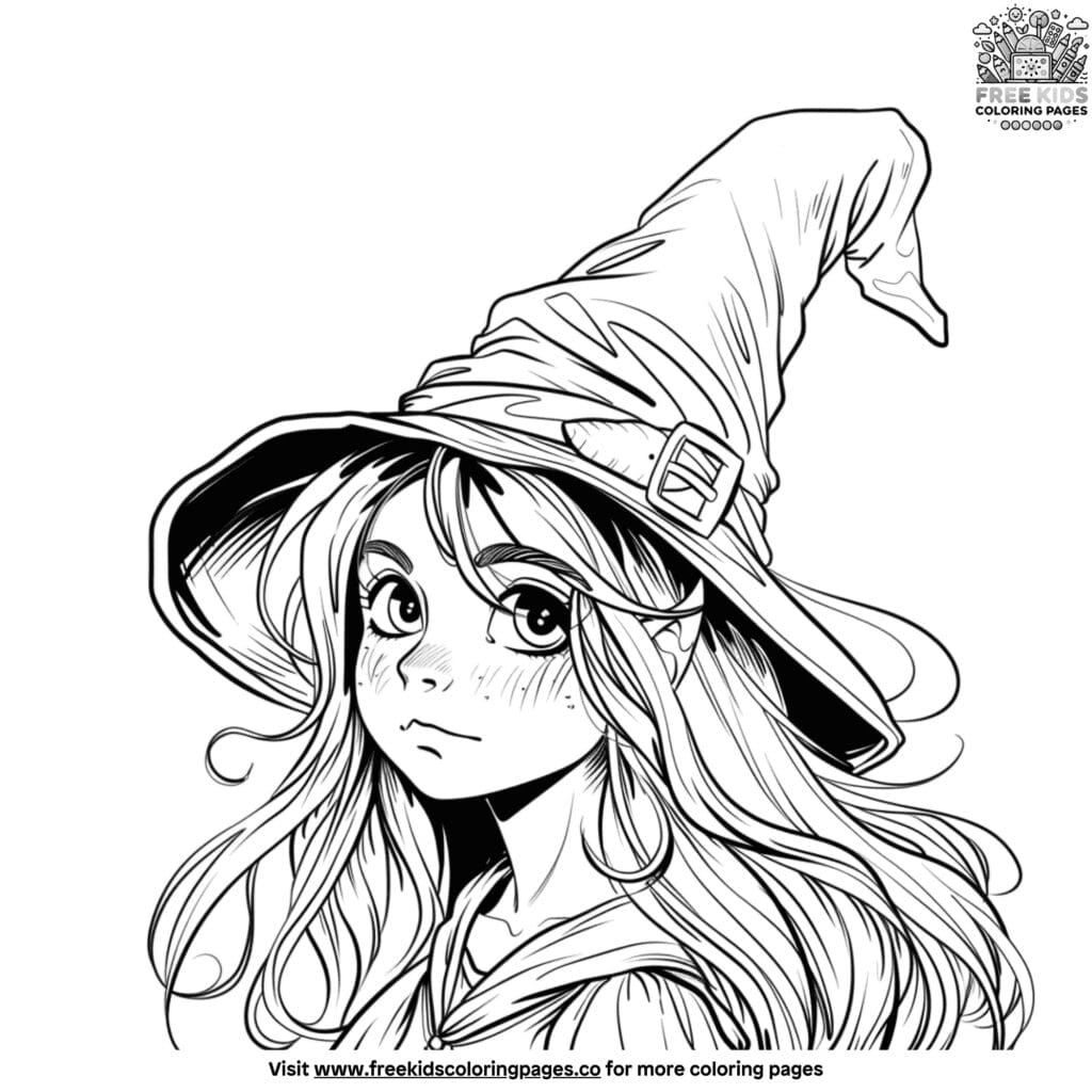 Young witch coloring pages