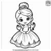 Baby Girl In A Princess Dress Coloring Page