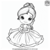 Cute Baby Girl In A Princess Dress Coloring Pages