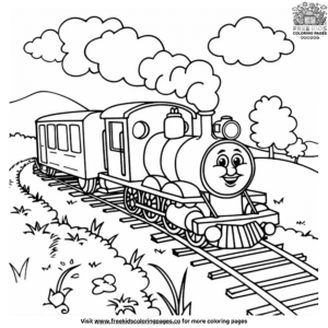 Kawaii train coloring pages