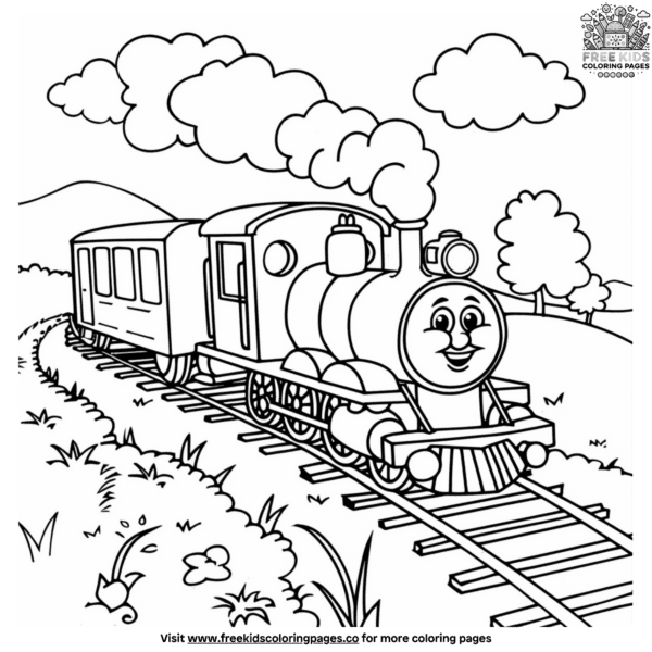 Kawaii train coloring pages