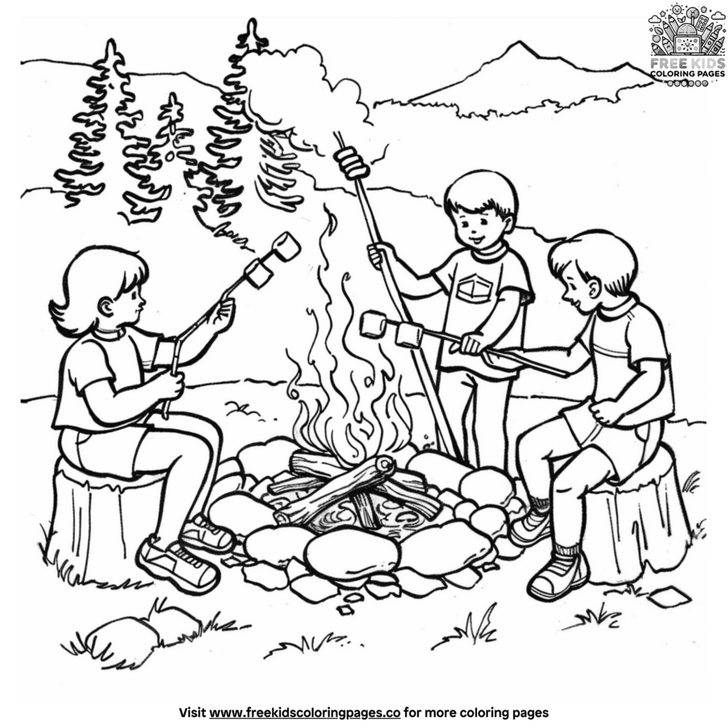 Forest Campfire Coloring Pages