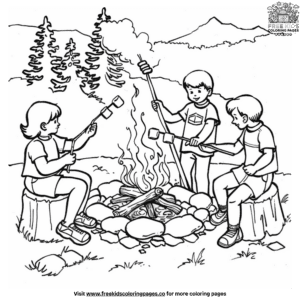 Family camping coloring pages