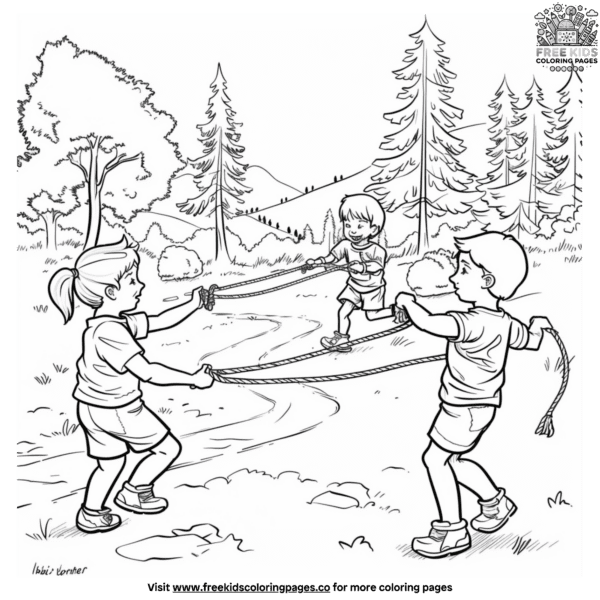 Camping games coloring pages