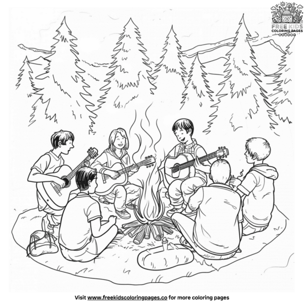 Camp night music coloring pages