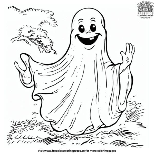 One-hand ghost coloring pages