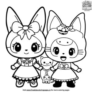 Vibrant Kuromi and Friends Coloring Pages