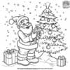 Cheerful Santa And Christmas Tree Coloring Page