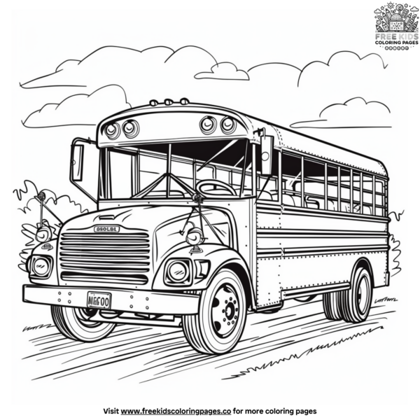Cheerful School Bus Coloring Pages