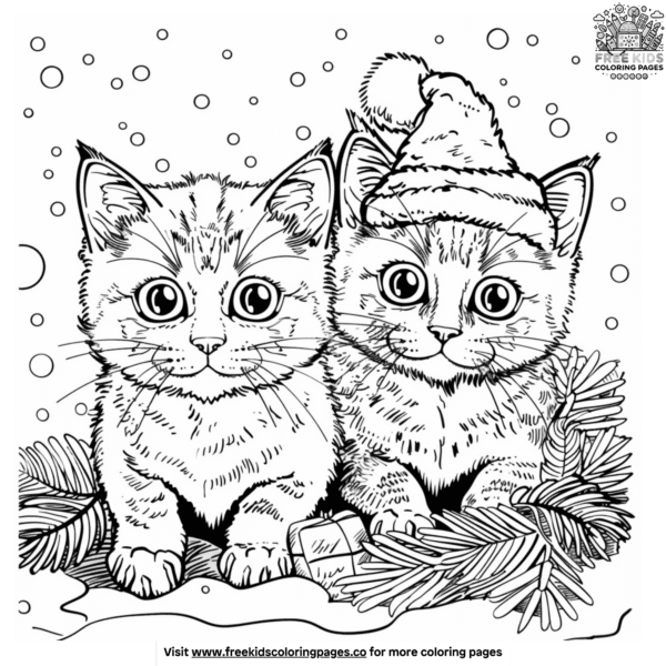 Christmas cat coloring pages