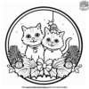 Seasonal Cat Coloring Pages