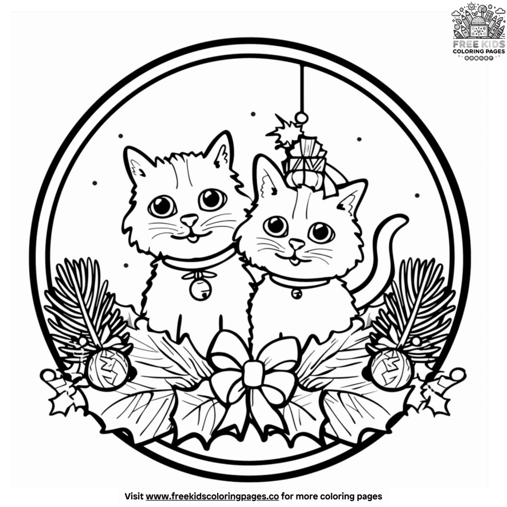 Seasonal cat coloring pages