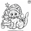 Holiday Kitties Coloring Pages