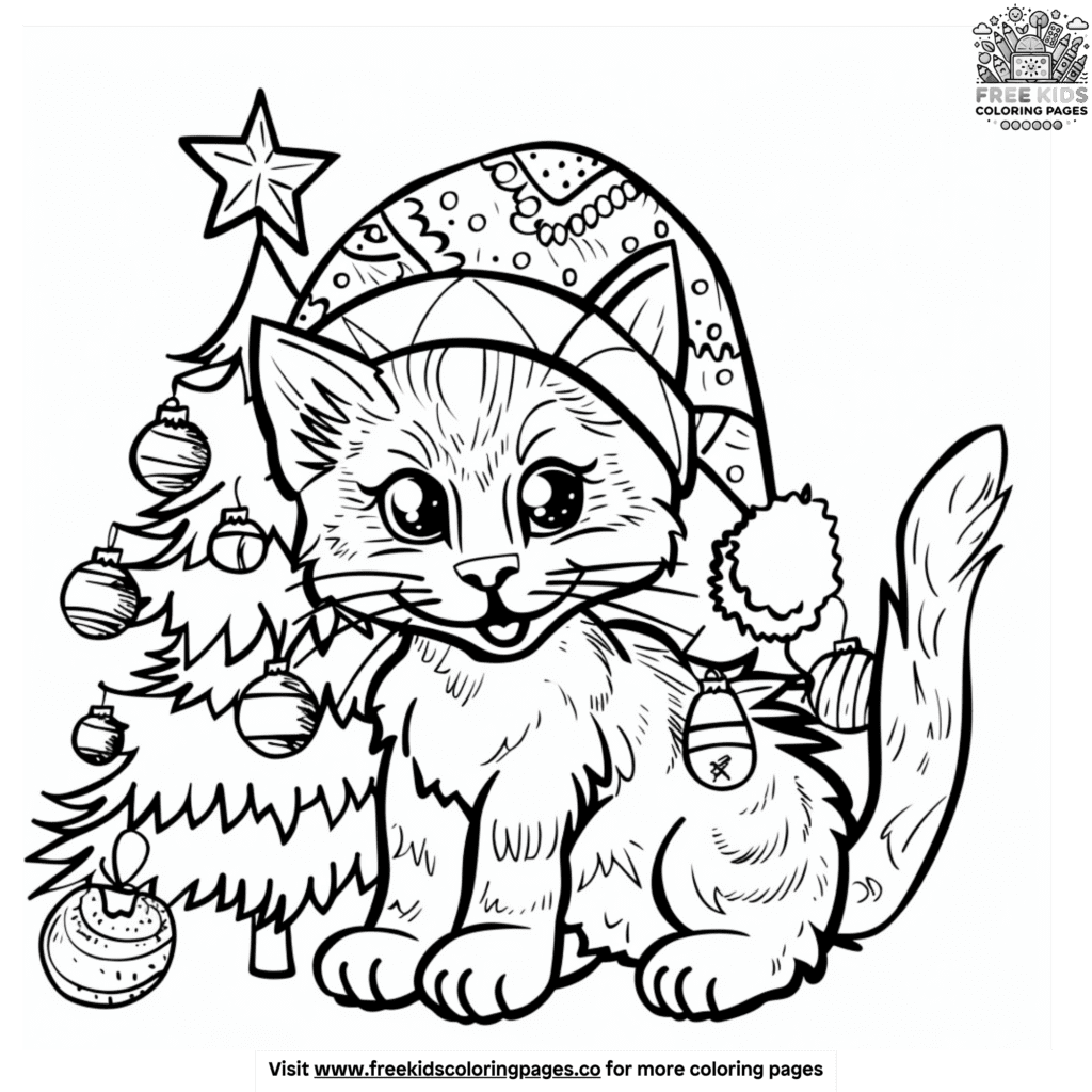 Holiday kitties coloring pages