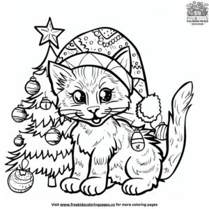 Holiday kitties coloring pages