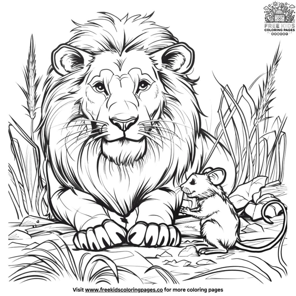 Lion and mouse coloring pages