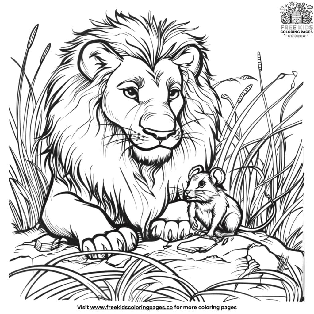 Lion and mouse coloring pages