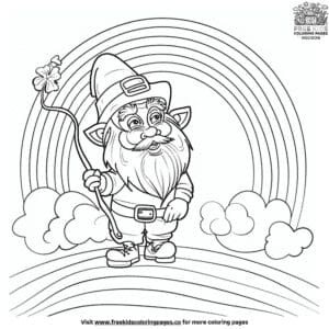 Leprechaun With Rainbow Coloring Pages