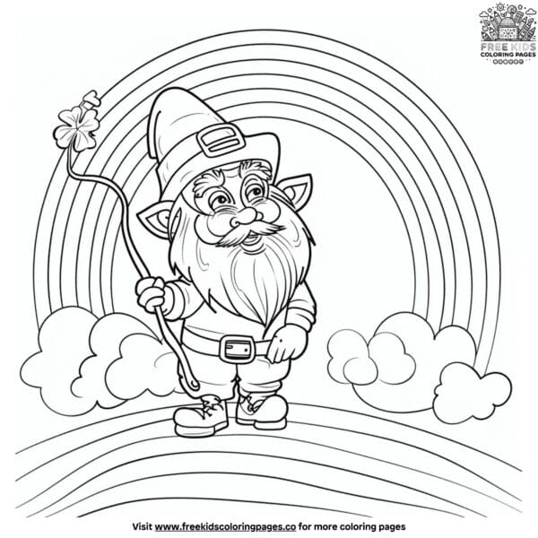 Leprechaun with rainbow coloring pages