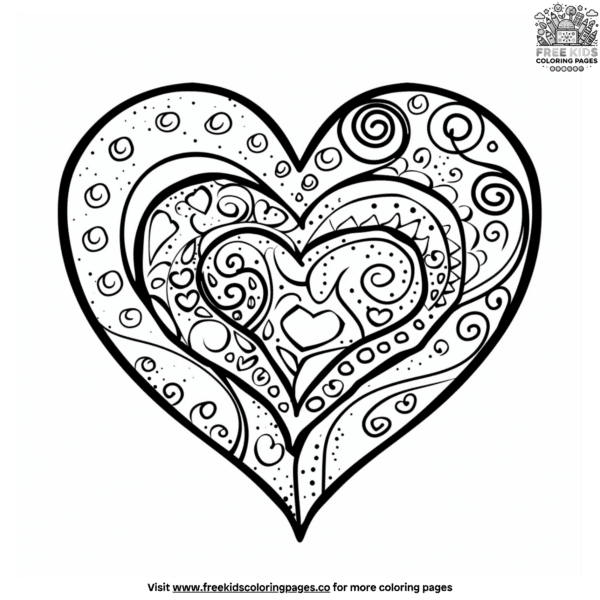 Trendy heart coloring pages