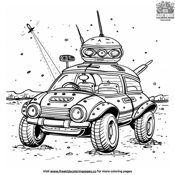 Modern robot car coloring pages