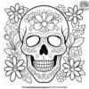 Stylish Skull And Floral Coloring Pages