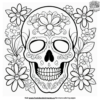 Skull with Flowers Coloring Pages