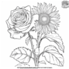 Cool Sunflower and Roses Coloring Pages