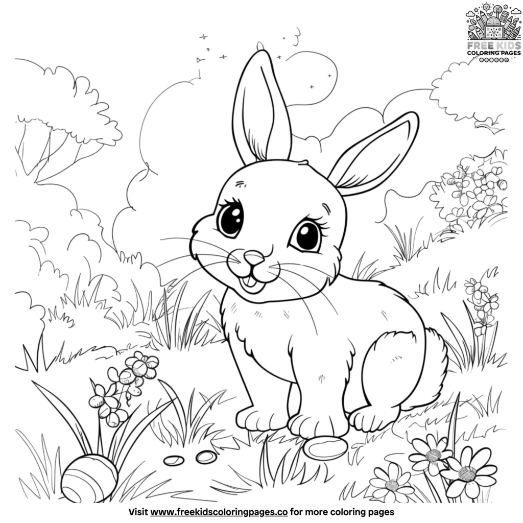 Creative easter bunny scenes for kids to color