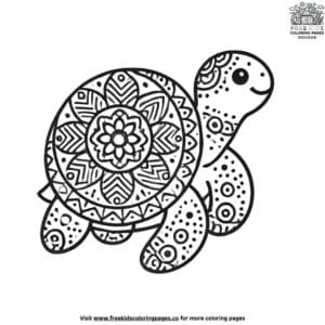 Creative mandala turtle coloring pages