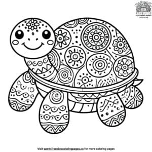 Decorative turtle mandala coloring pages