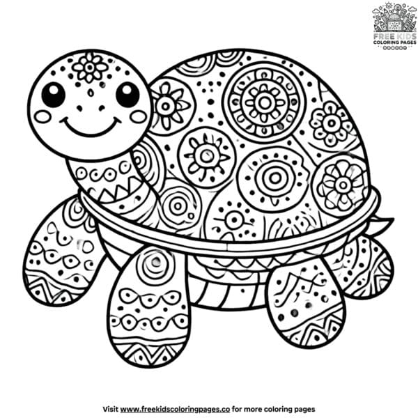 Decorative turtle mandala coloring pages